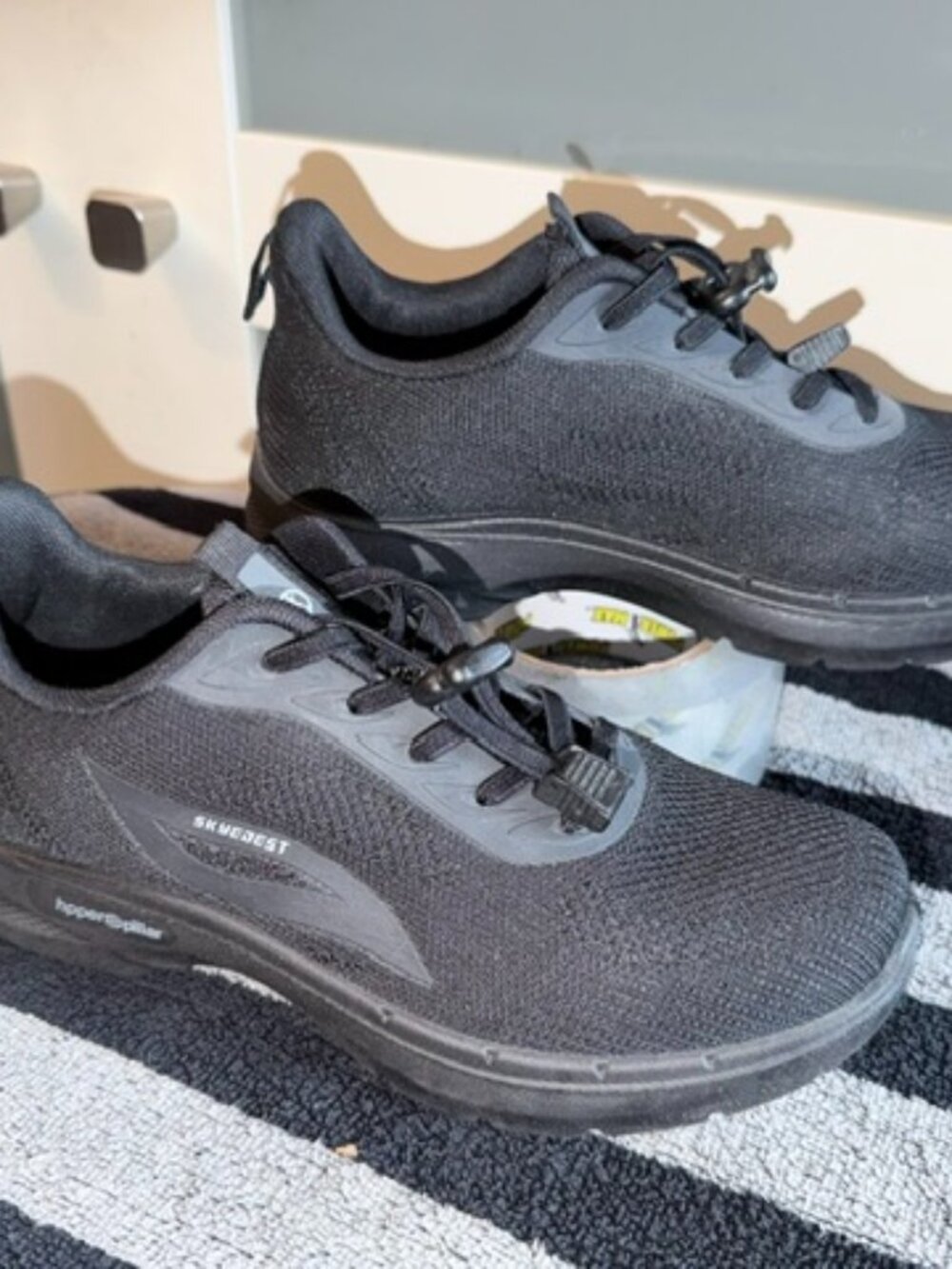 Athletic shoes KW, canvas, size 38 (US 8) women, black with grey, 7.5 or 8